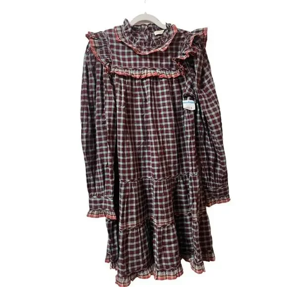 Ulla Johnson Long Sleeve Mini Dress Purple Plaid Size 2 Retails $425 - Picture 9 of 12